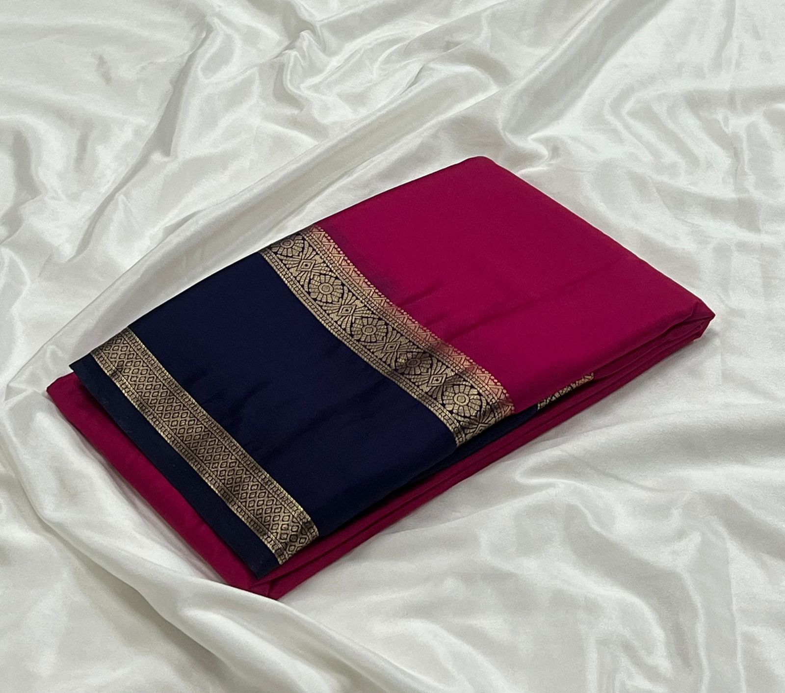 Semi Mysore Silk Saree Online | Pure Look, Lightweight & Bentex Zari Border