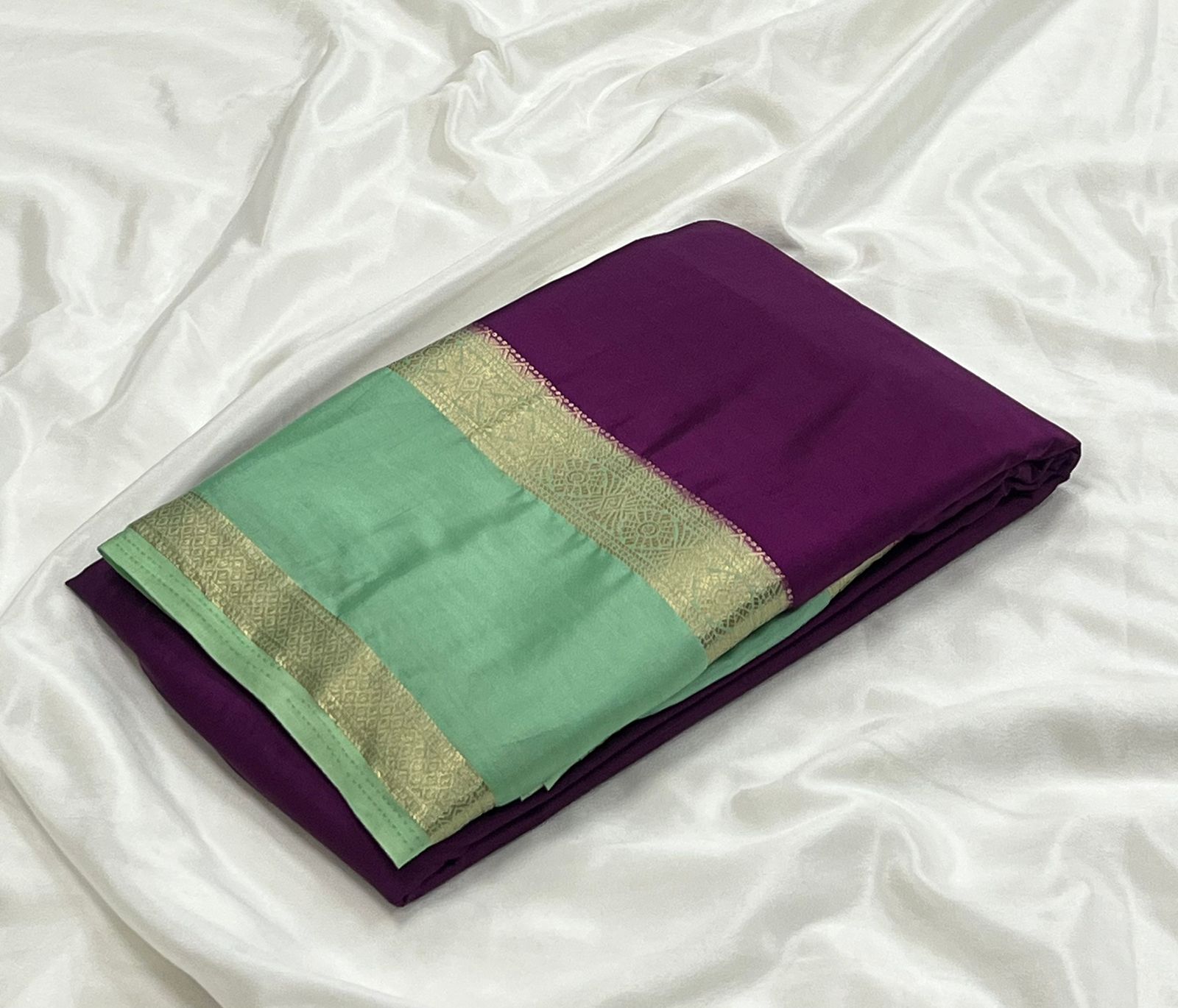 Semi Mysore Silk Saree Online | Pure Look, Lightweight & Bentex Zari Border - Image 2