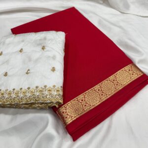 Semi Mysore Silk Saree Online | Pure Look, Lightweight & Small Zari Border in self - additional Designer Blouse