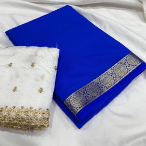 Semi Mysore Silk Saree Online | Pure Look, Lightweight & Small Zari Border in self - additional Designer Blouse